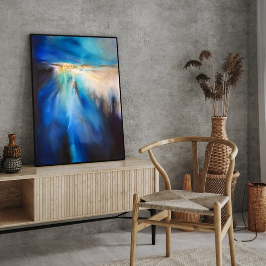 Winter Evening – Abstract Winter Landscape Framed Art