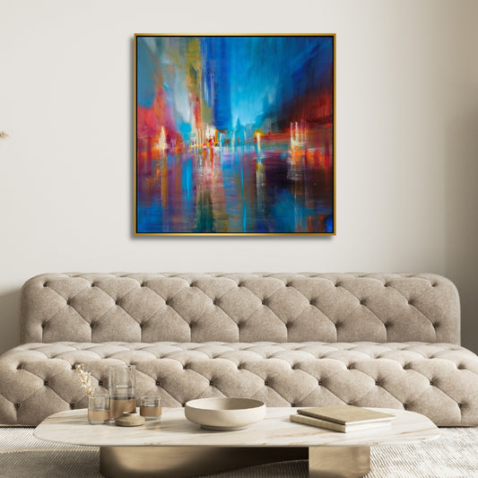 Reflections of Light – Abstract Skyline Framed Art