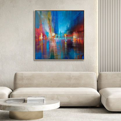 Reflections of Light – Abstract Skyline Framed Art