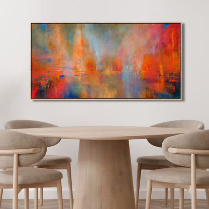 City of Fire – Abstract Urban Glow Framed Art