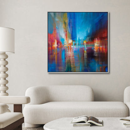 Reflections of Light – Abstract Skyline Framed Art