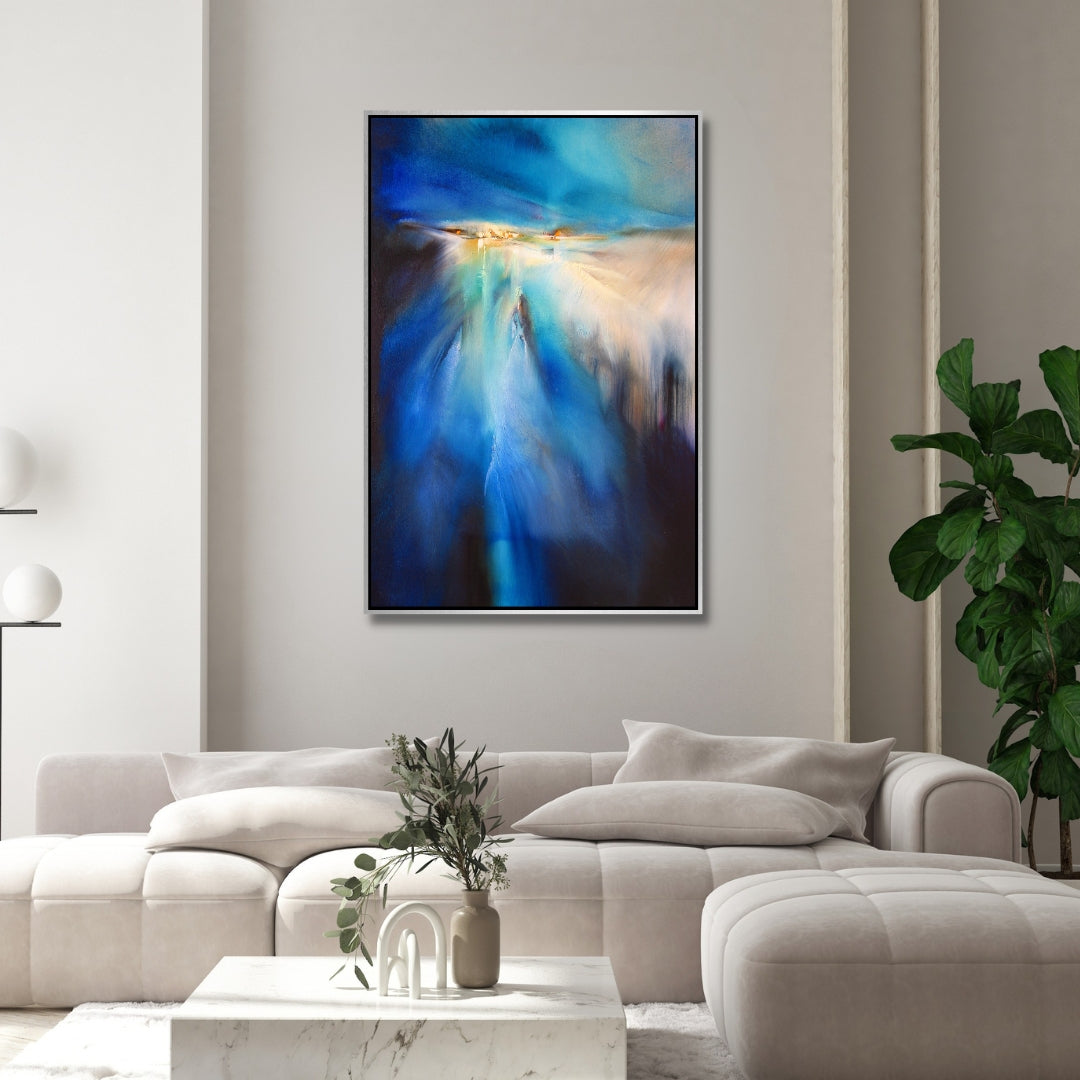 Winter Evening – Abstract Winter Landscape Framed Art