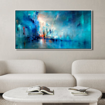 "Red Light in Distance" Abstract Framed Art