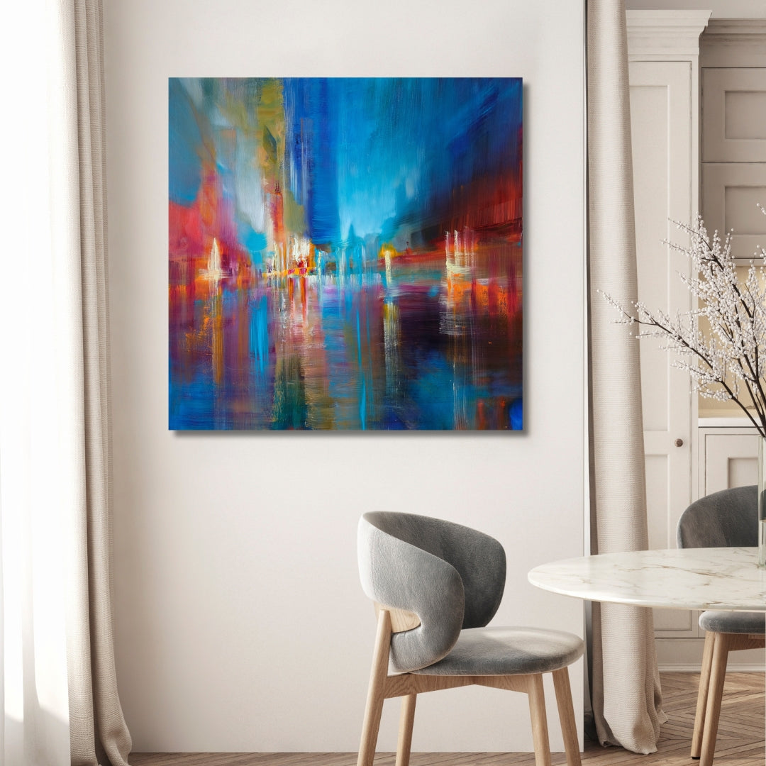 Reflections of Light – Abstract Skyline Framed Art