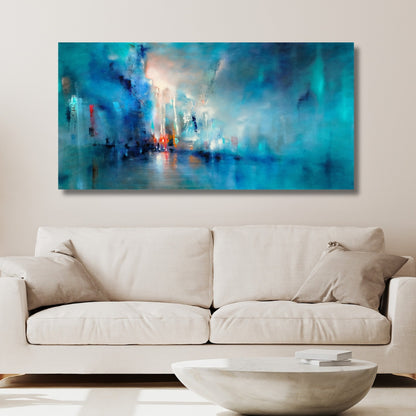 "Red Light in Distance" Abstract Framed Art